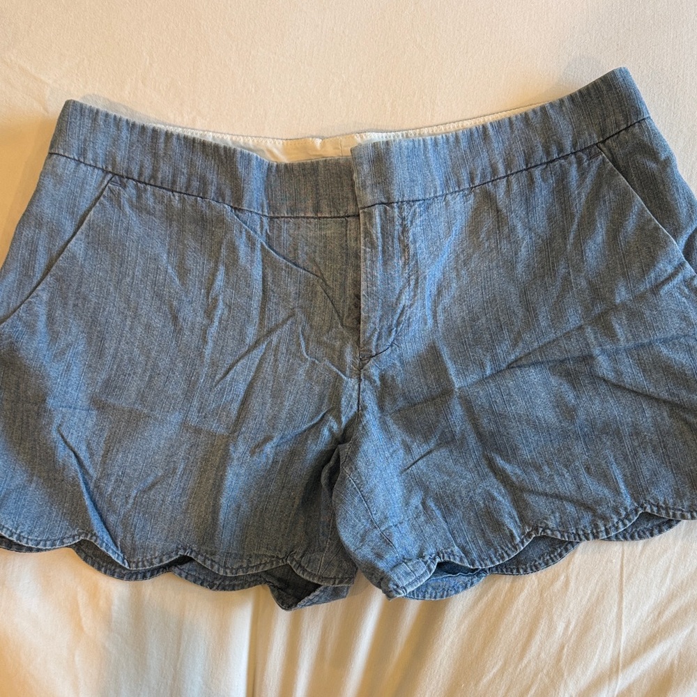 Blue Chambray Scallop Women's Shorts